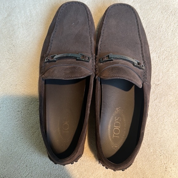 Tods Men’s Dark Brown Suede Gommino Driving Loafers Shoes - Picture 6 of 8
